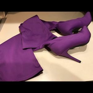 Purple knee boots